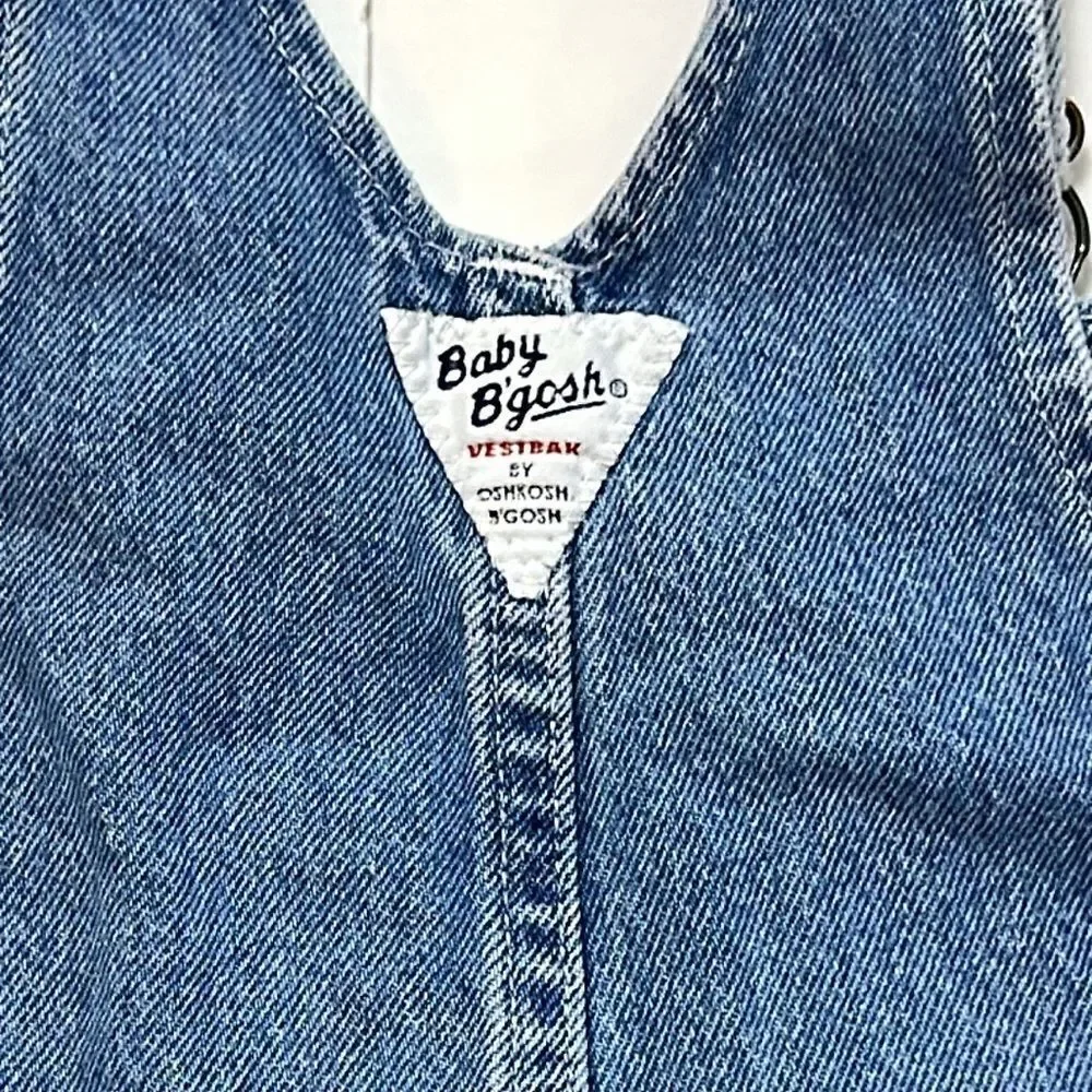 Vintage OshKosh B'Gosh bibs Overalls Toddler Size 24 M Distressed Faded Denim